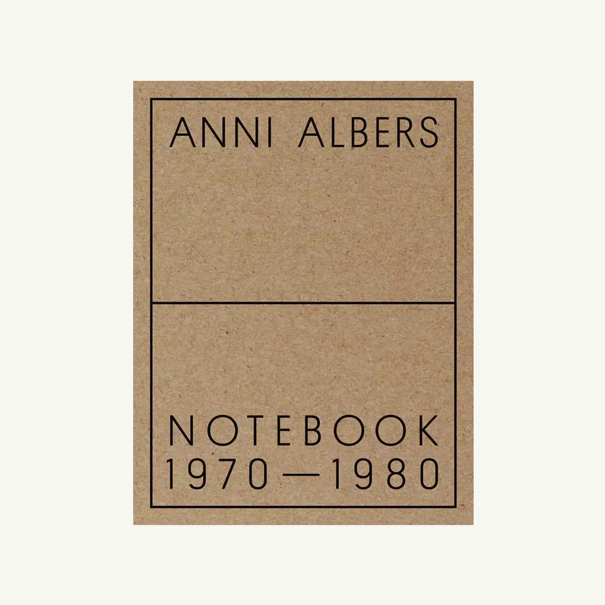 Brown cover reads: Anni Albers: Notebook 1970-1980, Simon & Schuster, geometric studies.
