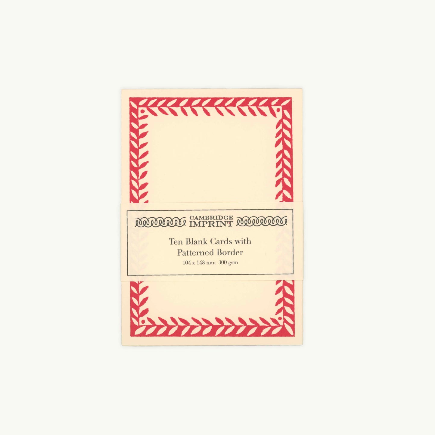 10 Postcards with Patterned Border in Crimson