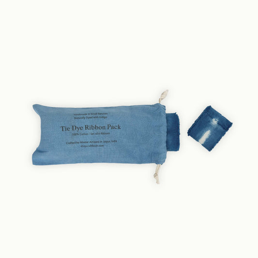 Indigo Natural Dyed Cotton Ribbon 
(Pack of 6)