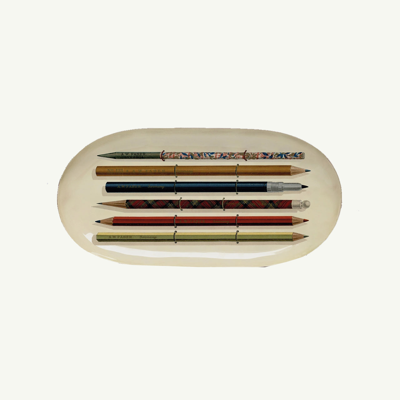 Oval Enamel Tray - Vintage Pencils
