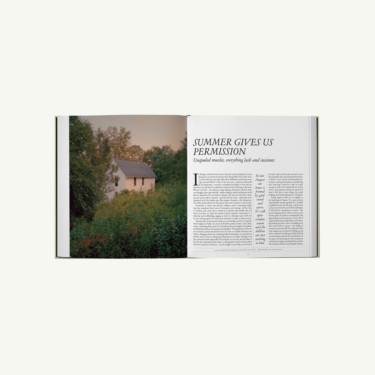 Phaidon’s Once Around The Sun: open book, house photo, slow living, “SUMMER GIVES US PERMISSION”.