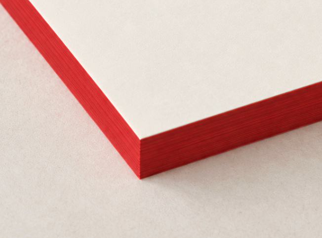 Close-up of Everything Notepad by Mr. Boddington’s Studio with bright red-edged premium paper.