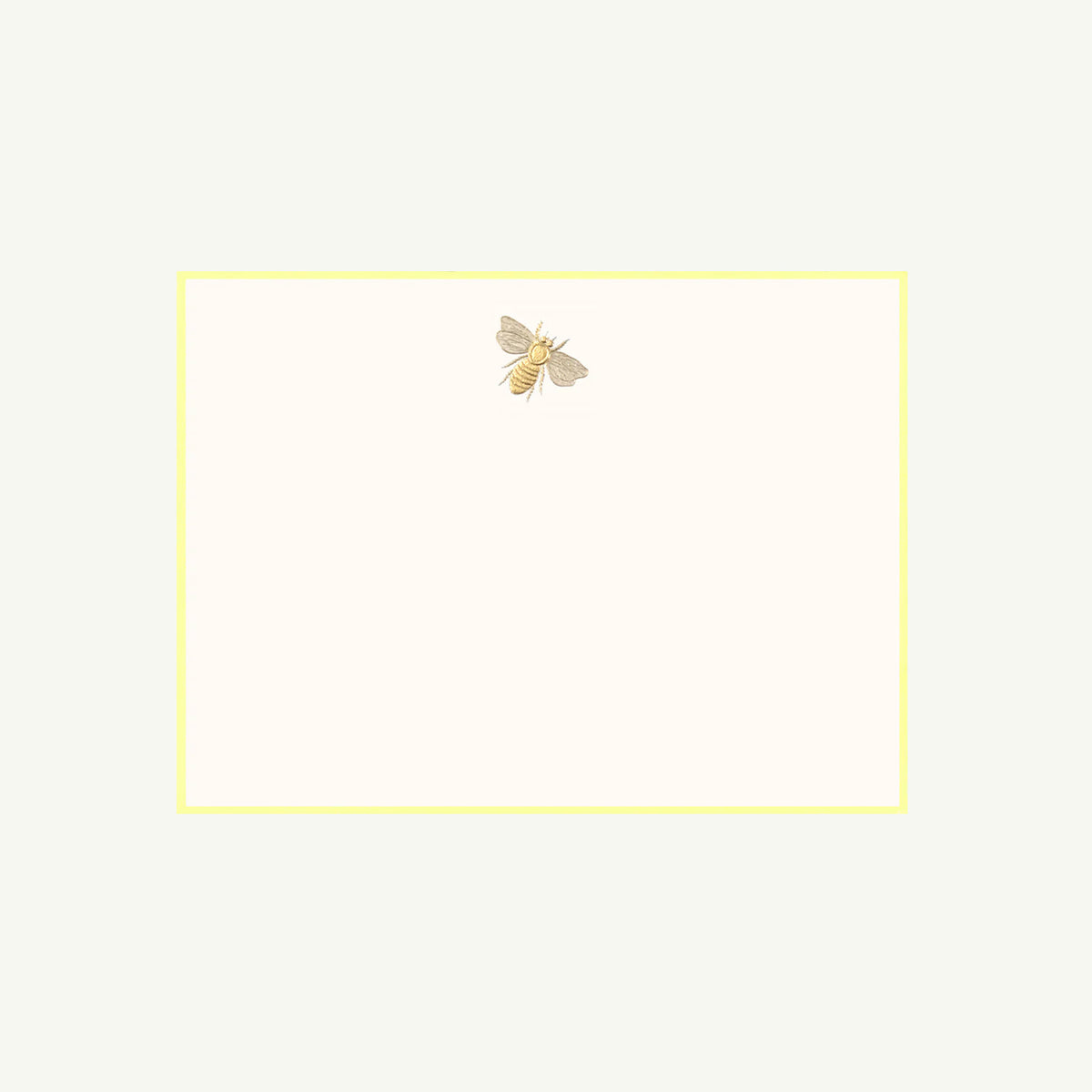 Engraved Notecards - Set of 10 by The Printery: yellow-bordered bee design, elegant style.