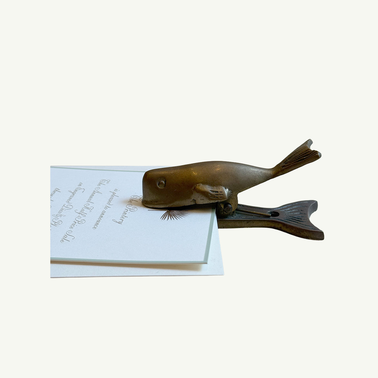 Vintage Brass Whale Letter Clip