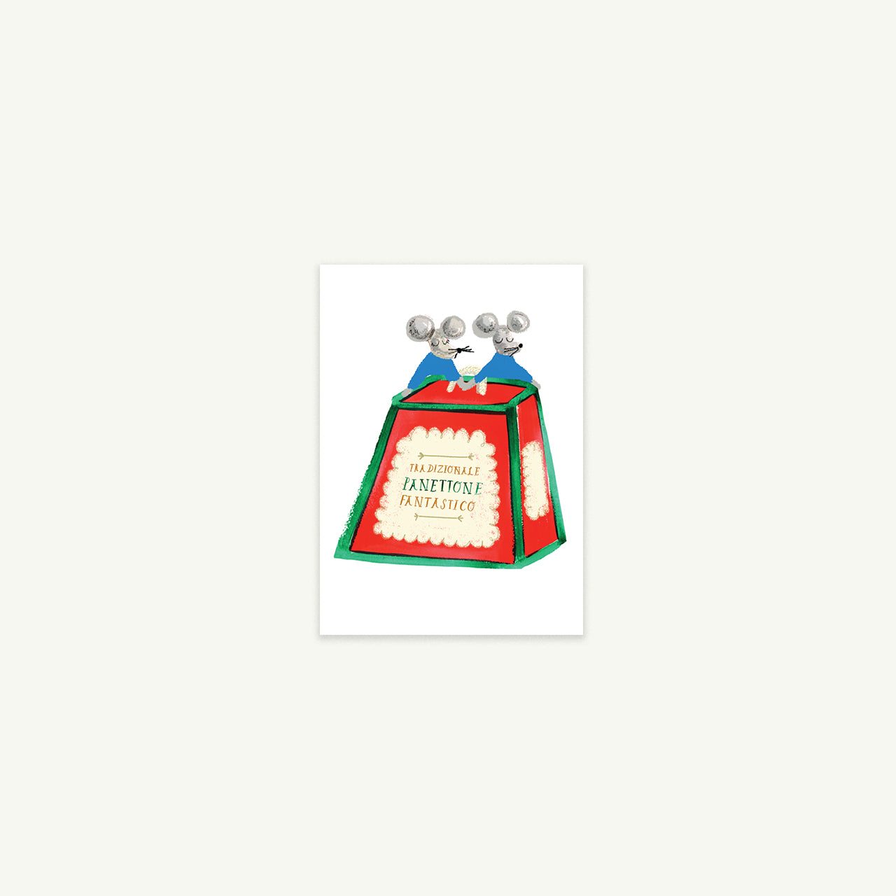 Three blue mice atop a box—Just a Nibble by Mr. Boddington's Studio for petite gift cards.