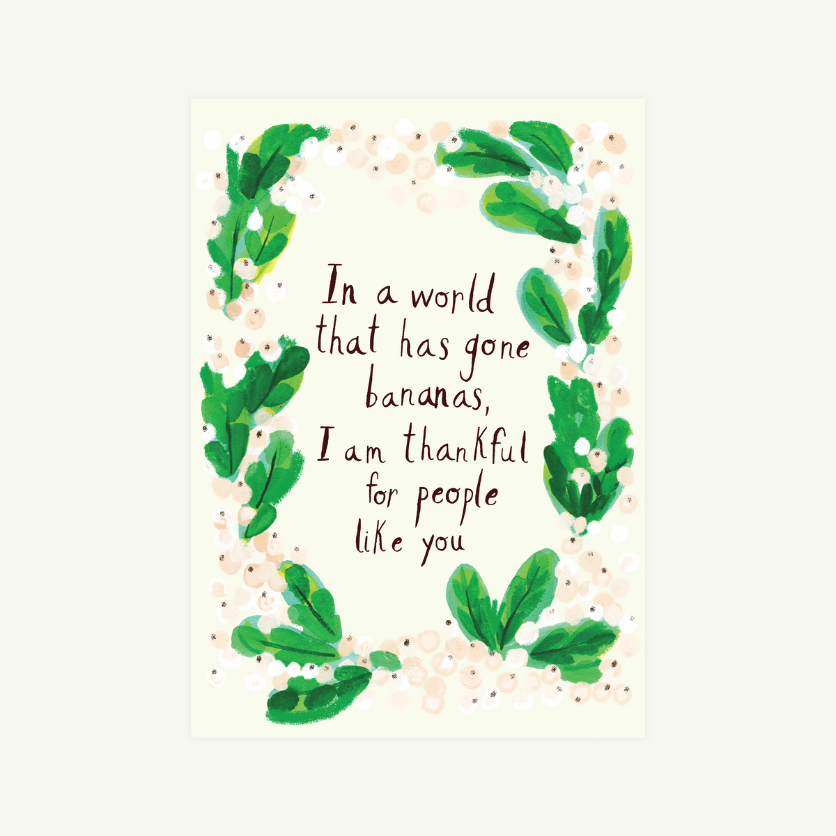 Bananas illustration on A6 card by Mr. Boddington's Studio, printed in New York City.