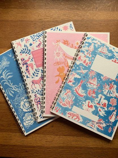 French Storybook Notebooks: Red and Blue Scene Lined