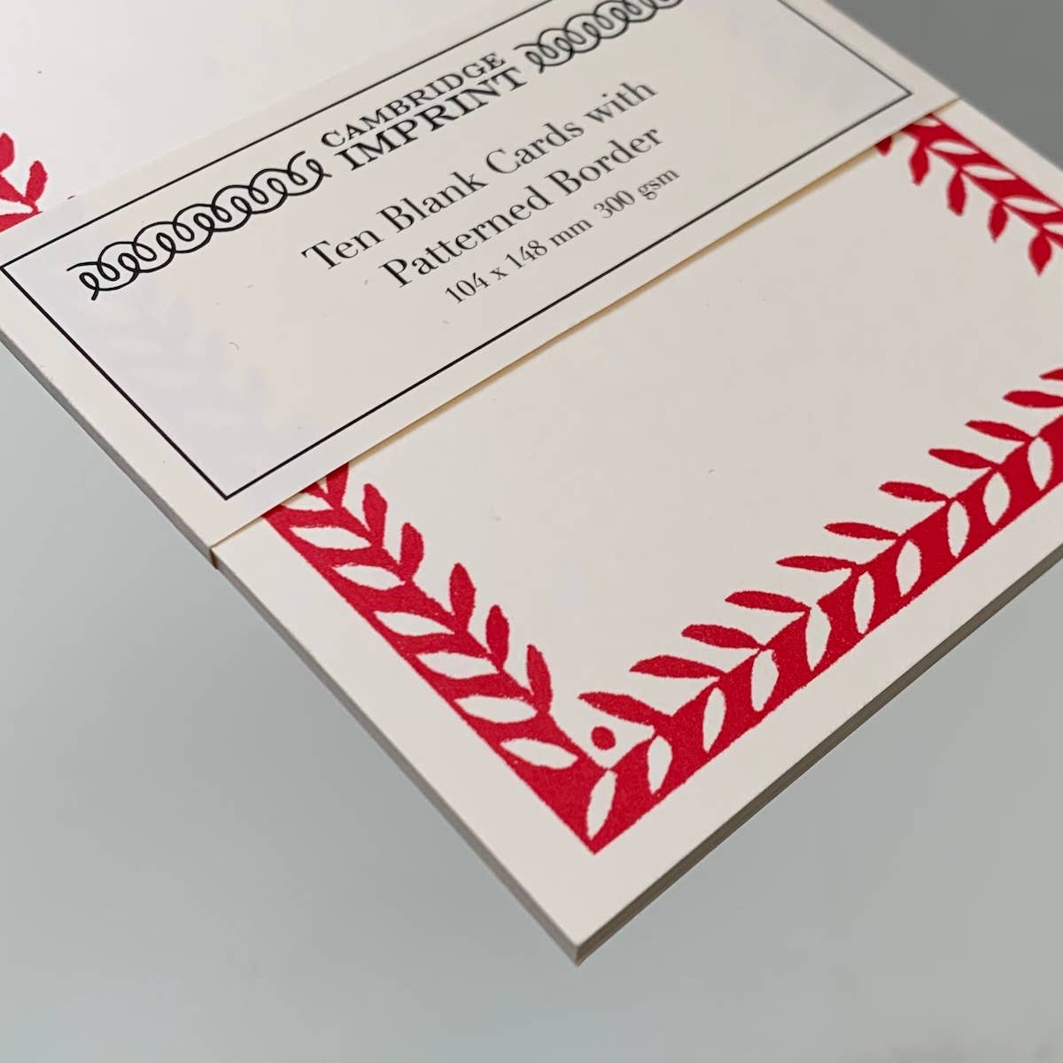 10 Postcards with Patterned Border in Crimson