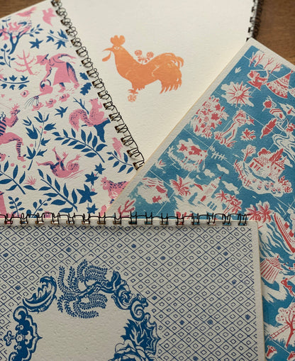 French Storybook Notebooks: Red and Blue Scene Lined