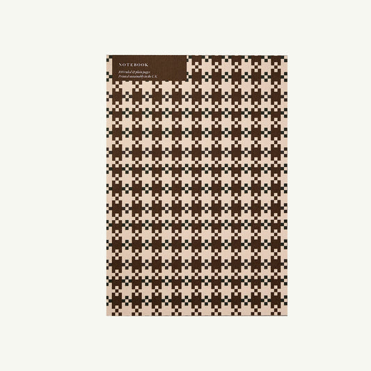 Kinshipped A5 Brown Flower Tile Notebook—lined, made in the UK.