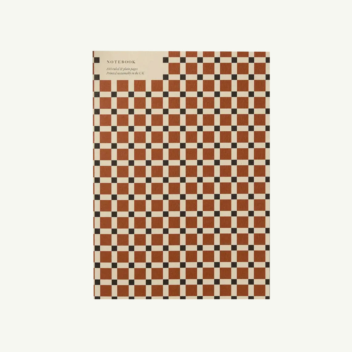 Kinshipped A5 Brugge Tile Notebook with brown & black checkerboard cover on white background.