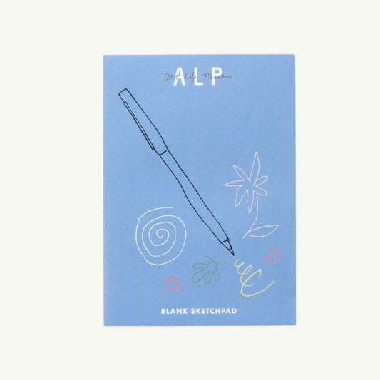Blue cover with doodles; “The Watercolor Sketchpad” by Art Life Practice, 140 lb paper.