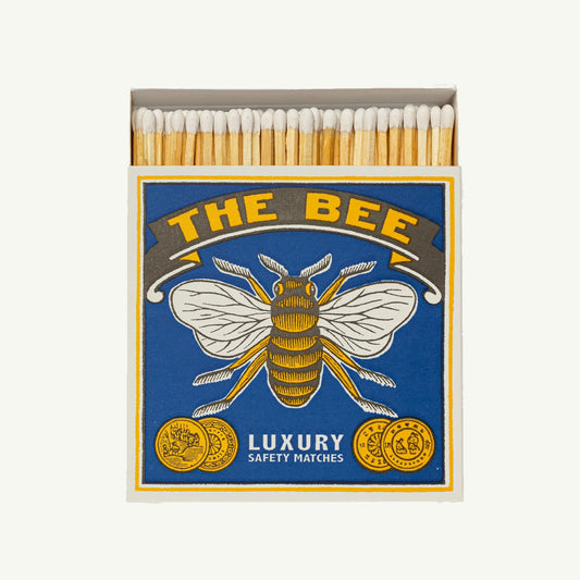 Archivist Letterpress Matchboxes feature a bee design with letterpressed details by Archivist.