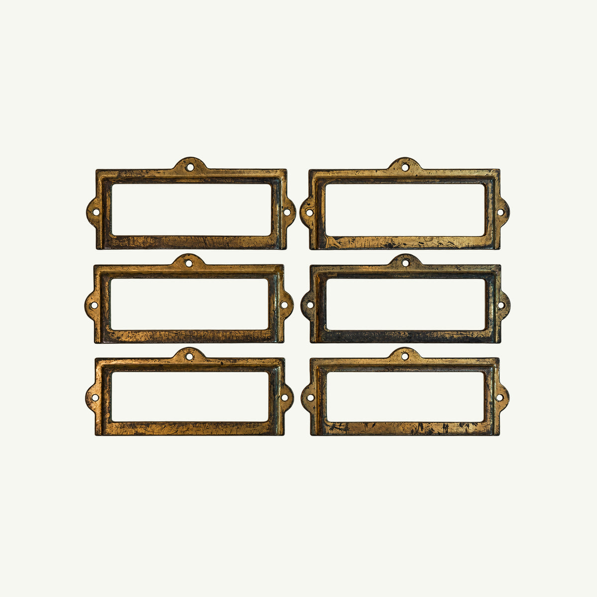 Mr. Boddington’s Studio Vintage Label Holders, set of 6, perfect for organizing papers.