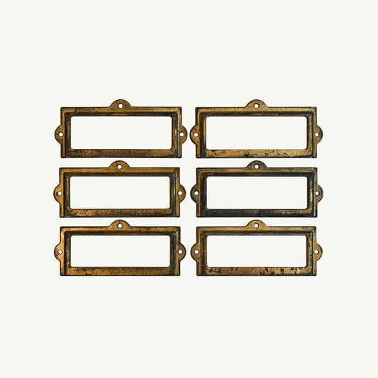 Mr. Boddington’s Studio Vintage Label Holders, set of 6, perfect for organizing papers.