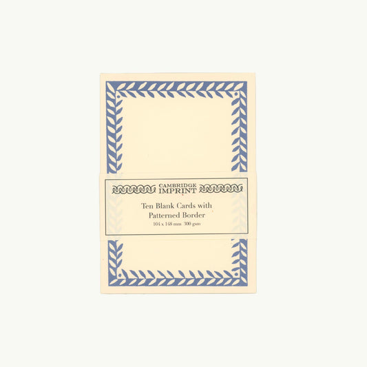 10 Postcards with Patterned Border in Scumble Blue