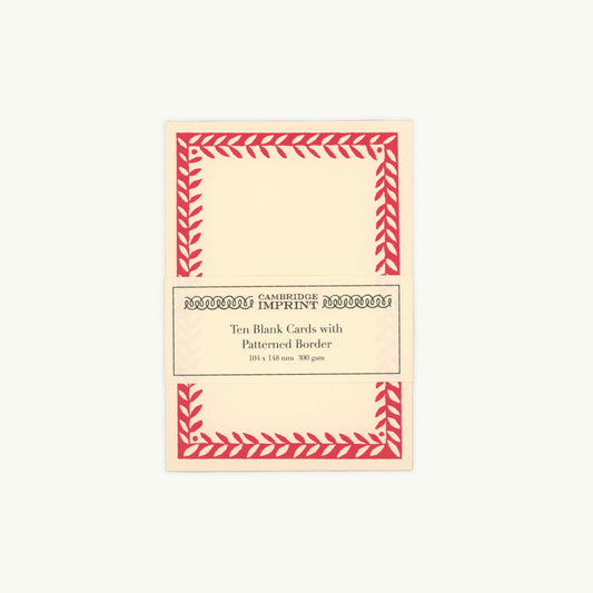 10 Postcards with Patterned Border in Crimson
