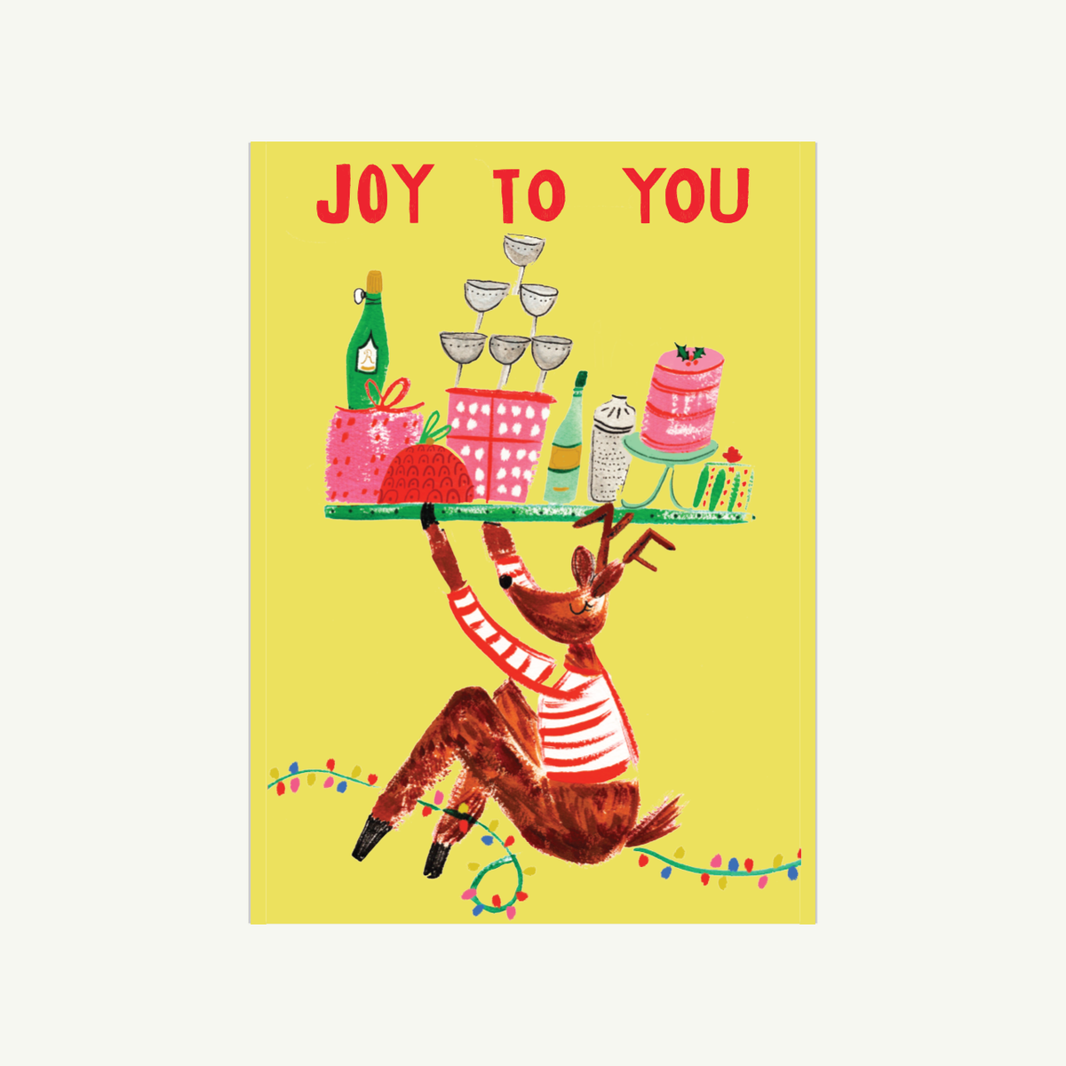 Mr. Boddington’s Studio card: Dasher in stripes, Joy to You, blank inside—Holiday Collection.