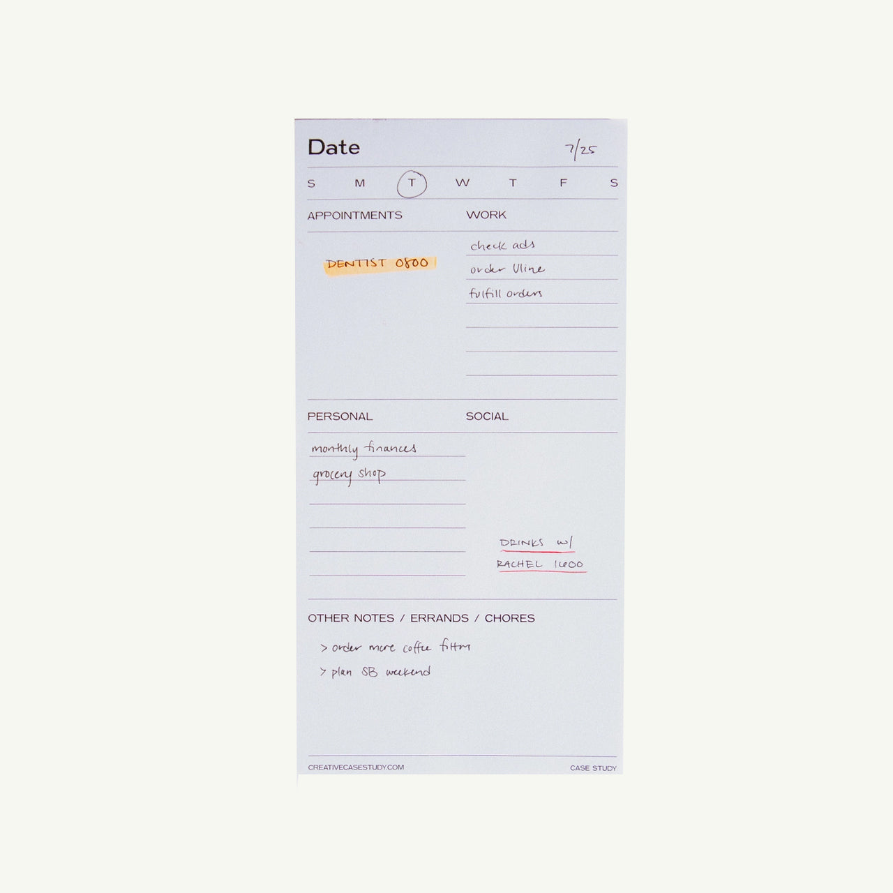 Daily Task Notepad Planner - White/Grey