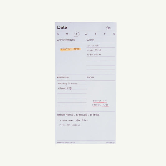 Daily Task Notepad Planner - White/Grey