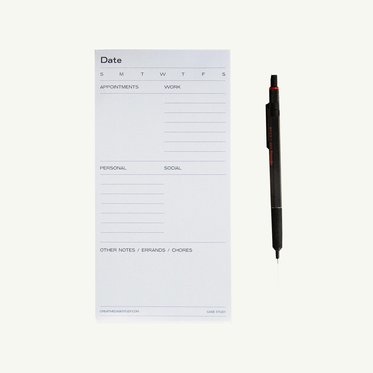 Daily Task Notepad Planner - White/Grey