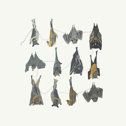 East End Press Bats Sewn Garland: 12 illustrated bats made from recycled materials.