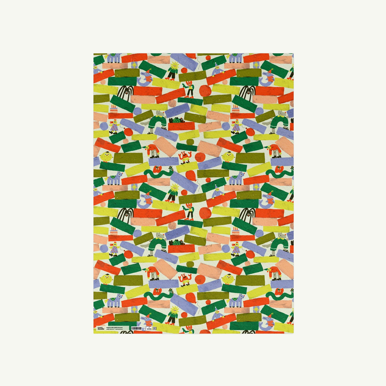 Shapes Gift Wrap Sheet by Evermade: vibrant animals, plants & shapes for fun gift wrapping.