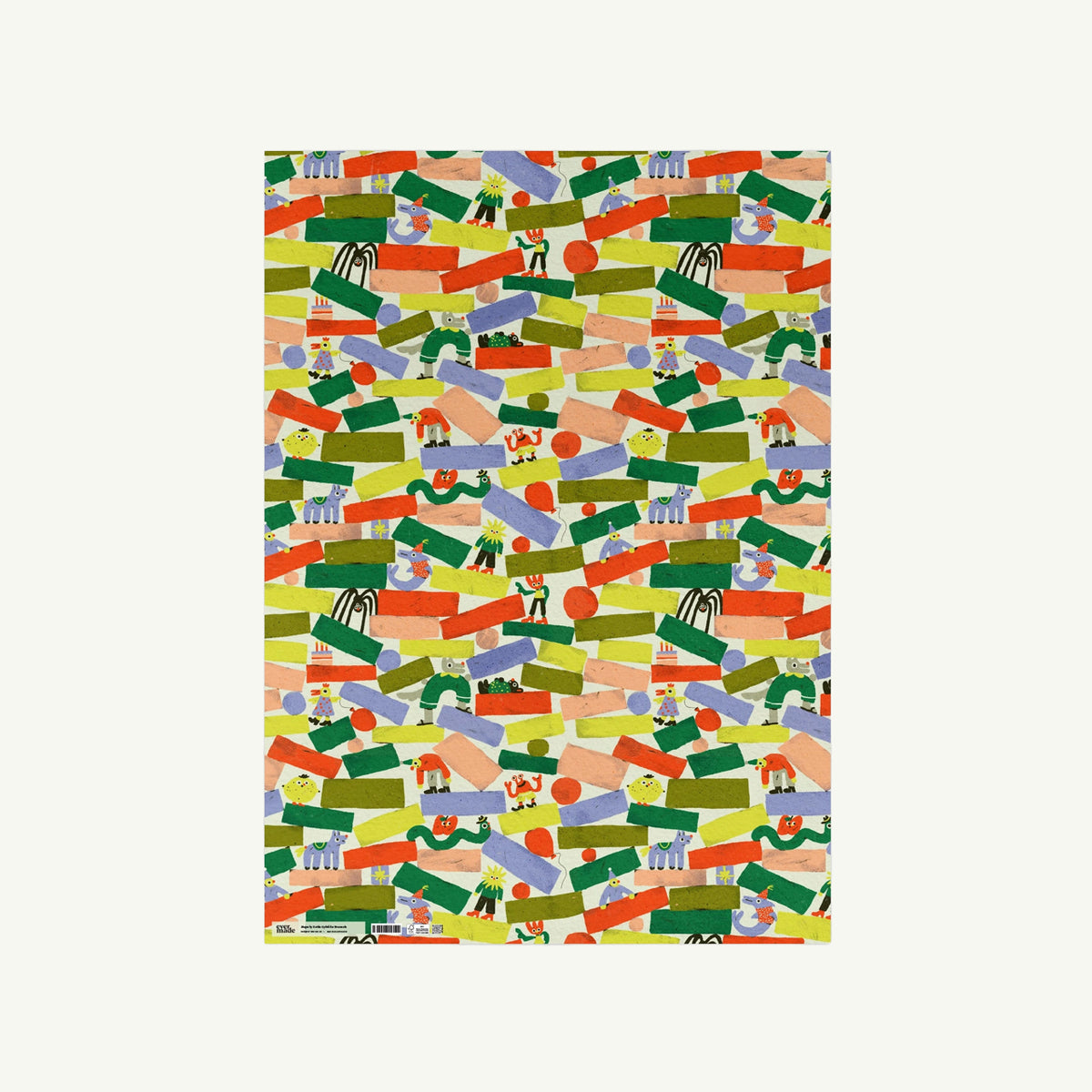 Shapes Gift Wrap Sheet by Evermade: vibrant animals, plants & shapes for fun gift wrapping.
