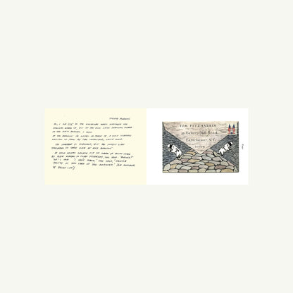 From Ted To Tom" postcard: note left, illustrated dogs right. Penguin Random House LLC.