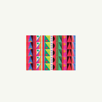 Goldie Notecards by Mr. Boddington’s Studio feature hand-illustrated, colorful geometric columns.