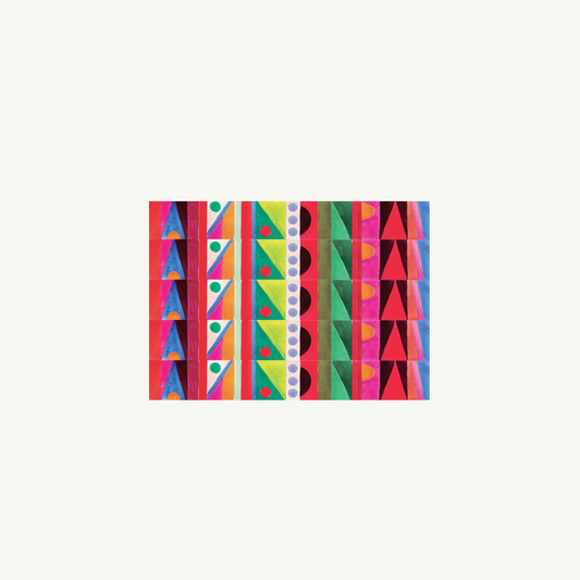 Goldie Notecards by Mr. Boddington’s Studio feature hand-illustrated, colorful geometric columns.