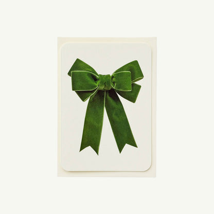 Green Velvet Bow Greeting Card