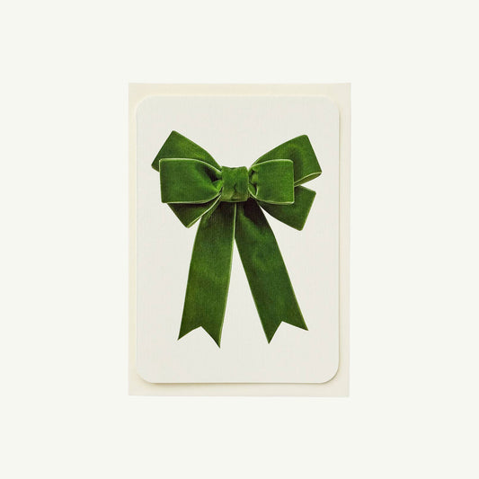 Green Velvet Bow Greeting Card