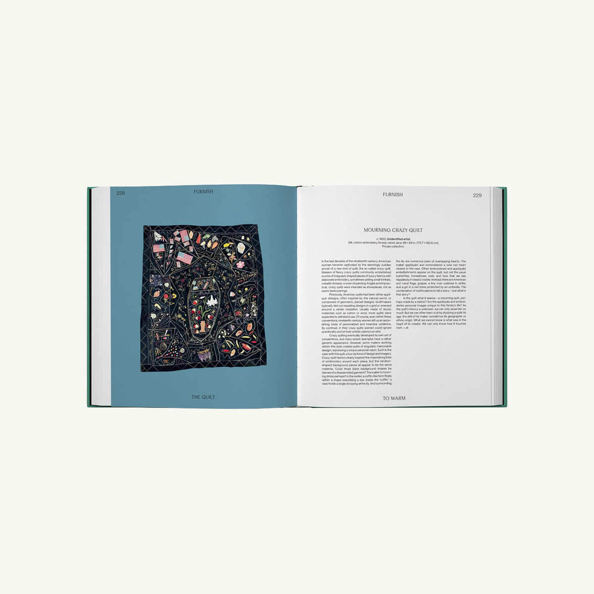 Handwork: Handcrafted Objects That Made America“ by Phaidon, open to art left and text right.