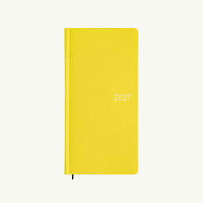 Hobonichi Techo 2027 Weeks: yellow hardcover, white year, ideal portable planner.