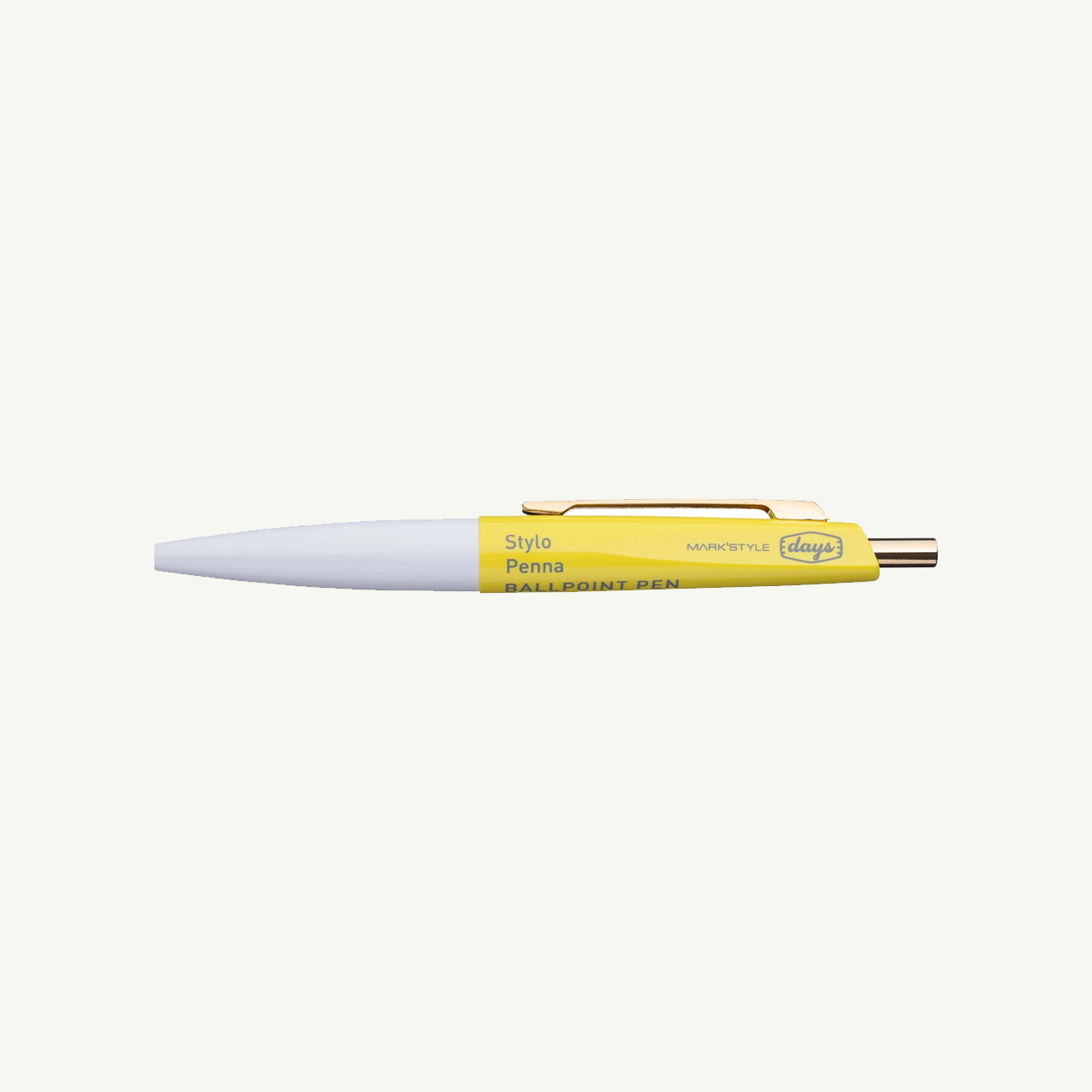 Mini Anterique by MARK'S Inc.: yellow/white petite ball-point pen, gold clip, oil-based ink.