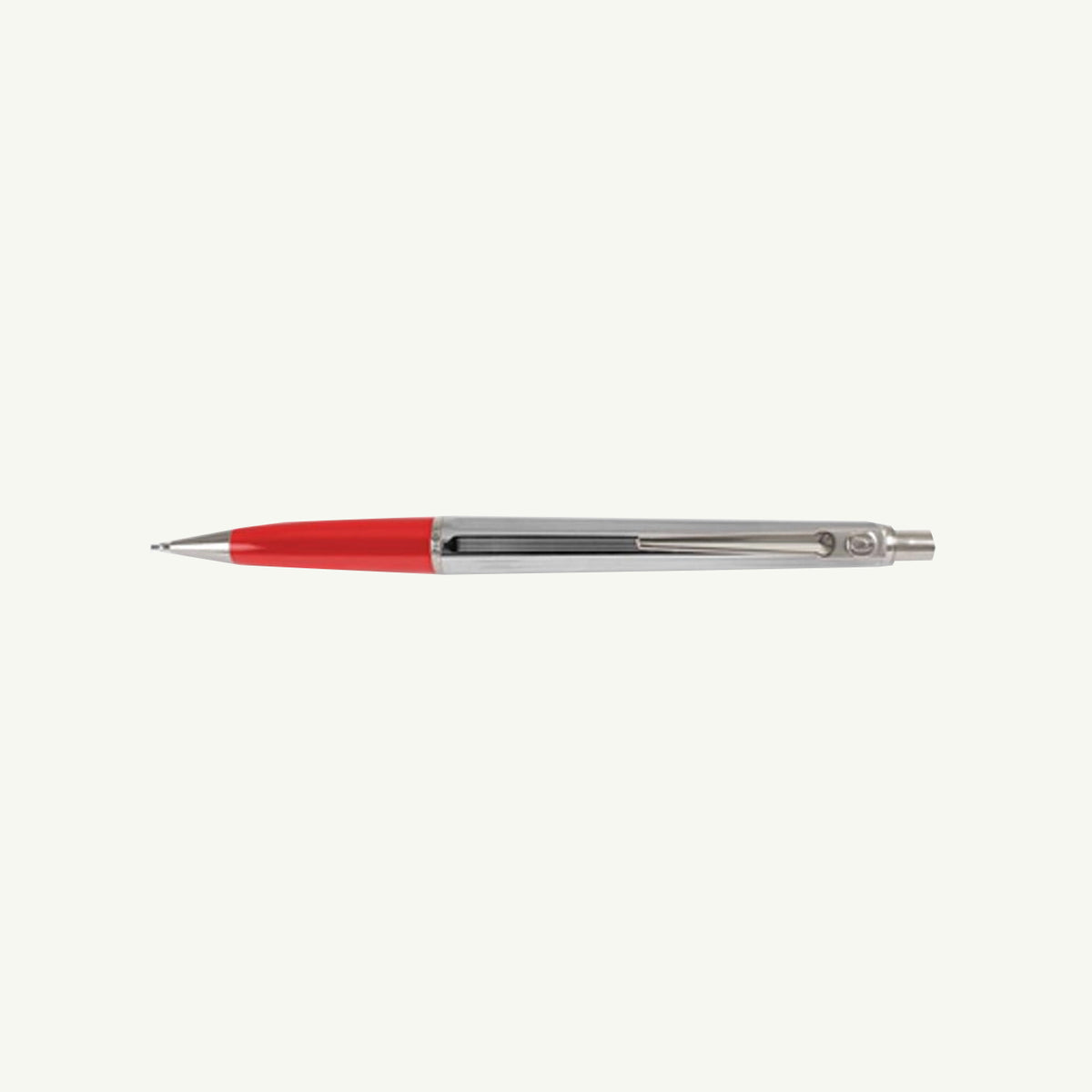 Ballograf by Nord Mark Inc. red/silver mechanical pencil, .7 lead on plain white background.
