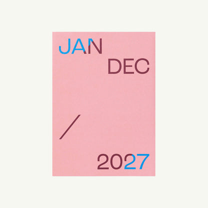 Pink mishmash 2027 Planner card: JAN/DEC/2027—perfect for yearly planning or goal setting.