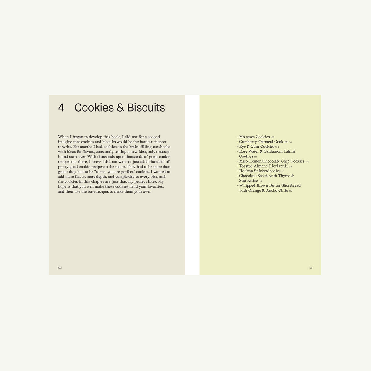 Cookbook pages from More Than Sweet showing Cookies & Biscuits recipes and an index.