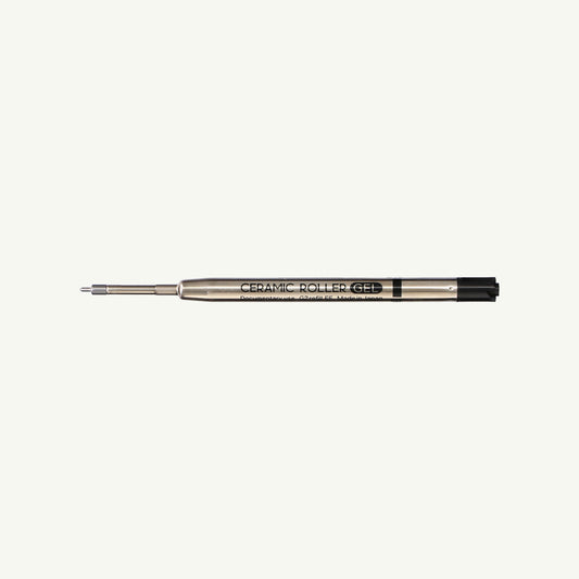 MARK’S Inc. Gel Brass Ballpoint Pen Refill, 0.5mm tip, black end cap, on white background.
