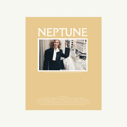 A smiling person in a suit waves on a balcony; cinematic style highlights Neptune by Neptune Papers.