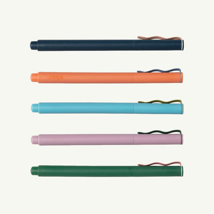 Five Papier Quintet Fineliners - Set of 5, arranged vertically on a white background.