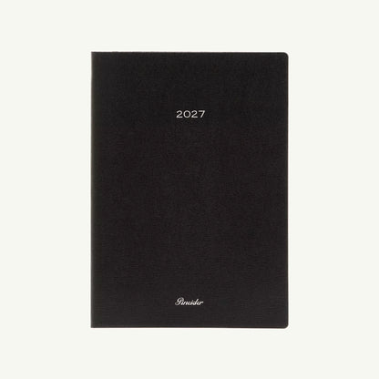 Black Pineider’s Milano 2027 Diary with a textured Mini-Franzi leather cover.