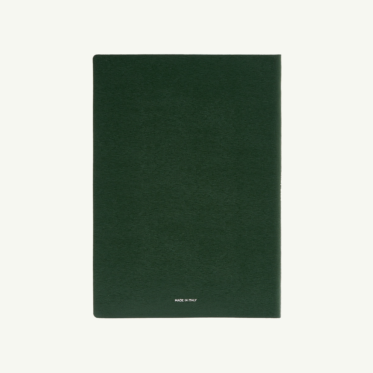 Dark green Pineider’s Milano 2027 diary with MADE IN ITALY printed at the bottom.