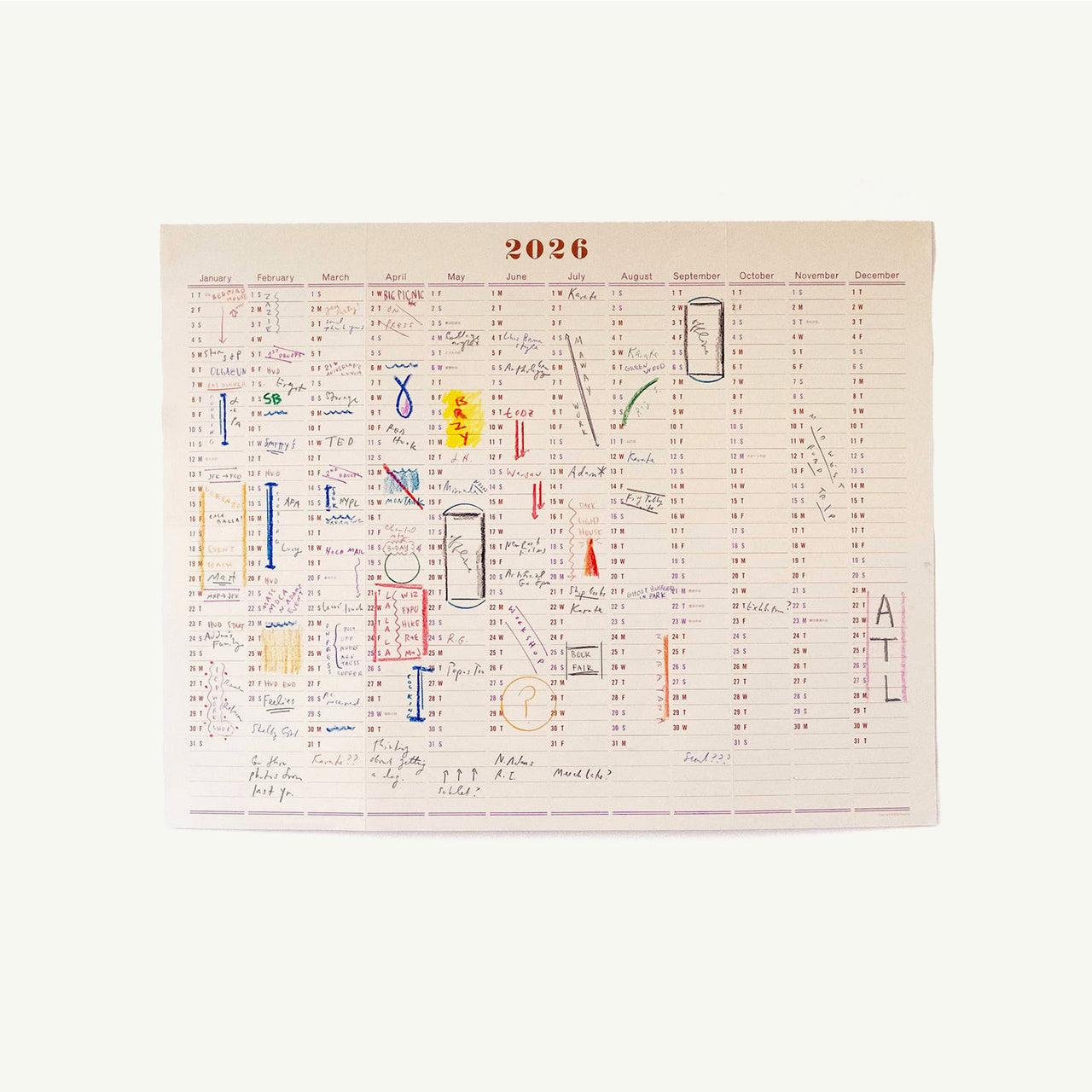 One Year Wall Calendar 2026