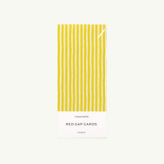 Yellow Stripe tissue paper by Red Cap Cards, five sheets for gift wrapping.