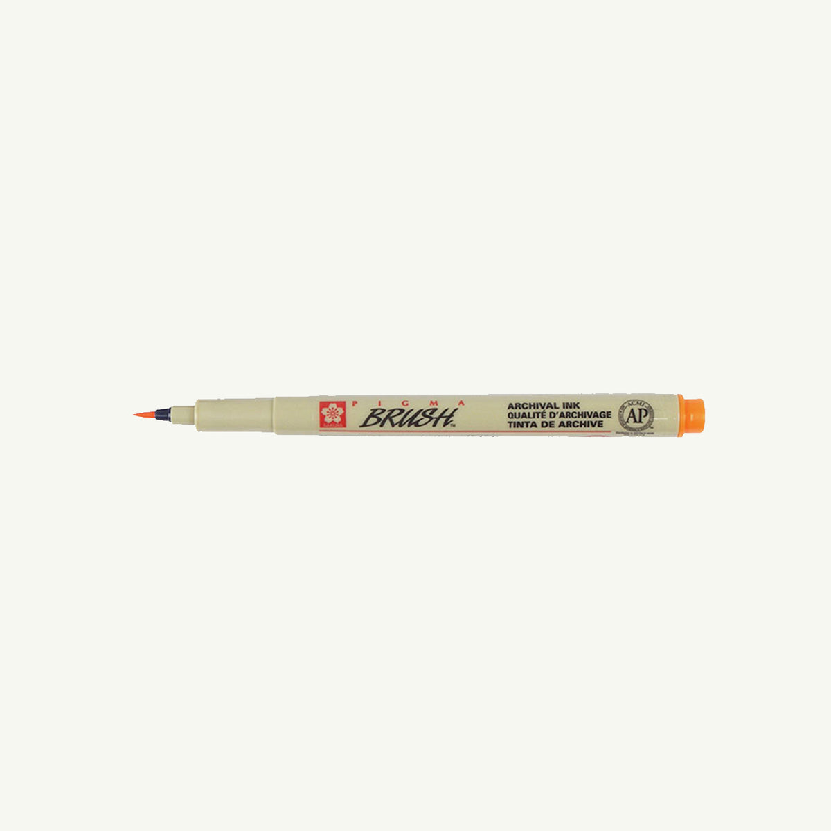 Sakura Pigma Sketch Pen with orange cap and BRUSH label on a white background.