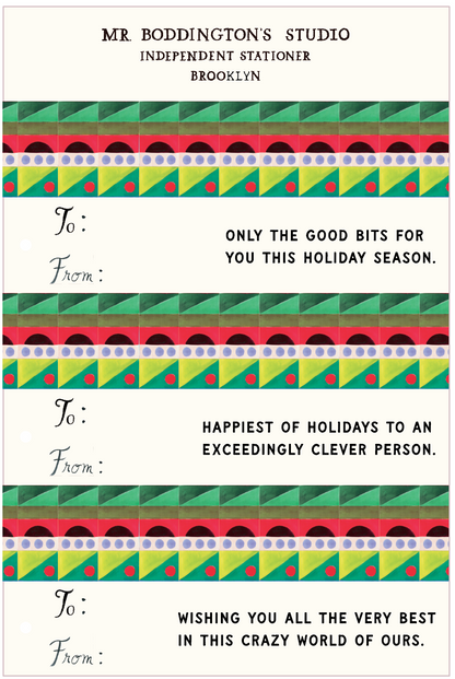 Wit + Cheer Holiday Tags: geometric holiday gift tags by Mr. Boddington’s Studio.