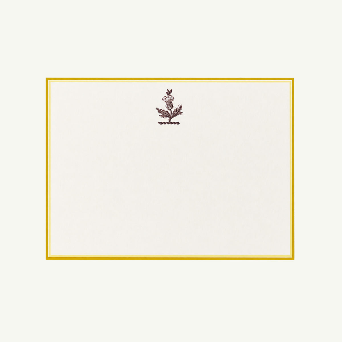 The Printery Engraved Notecards, set of 10, gold border and thistle design for special notes.