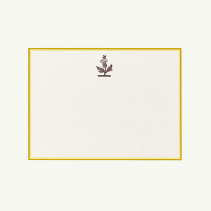 The Printery Engraved Notecards, set of 10, gold border and thistle design for special notes.
